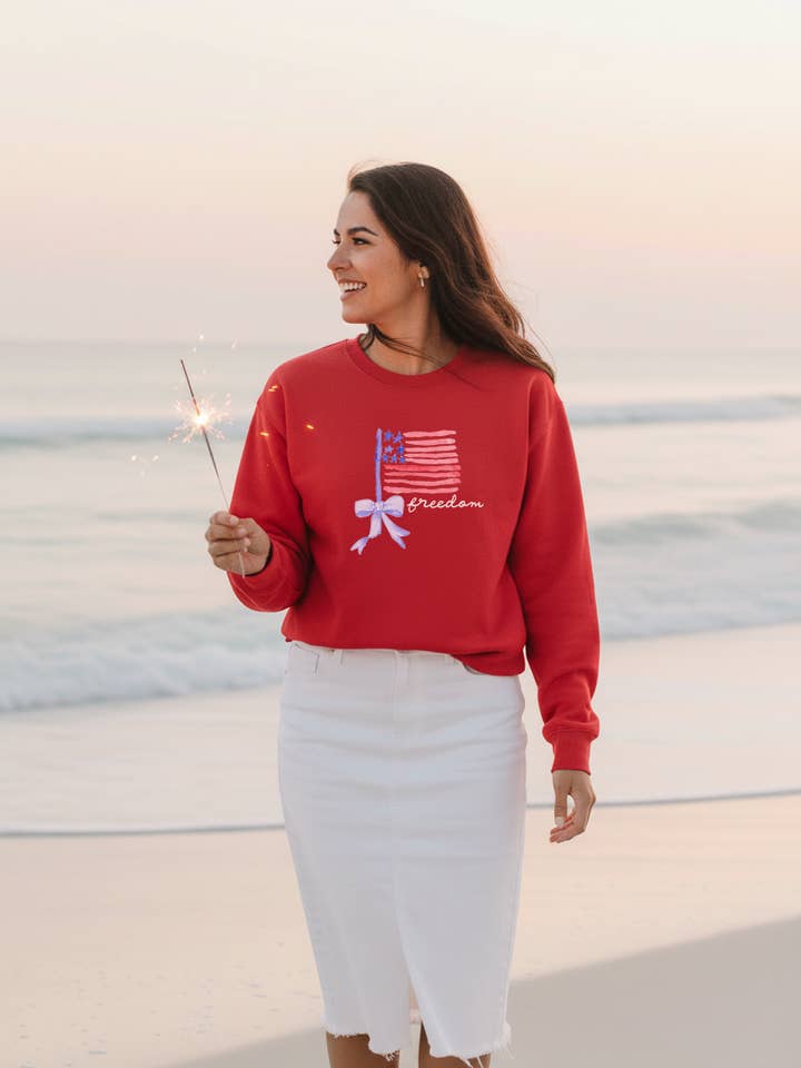 Pastel Freedom Bow Crewneck for wholesale by Pearly Peach