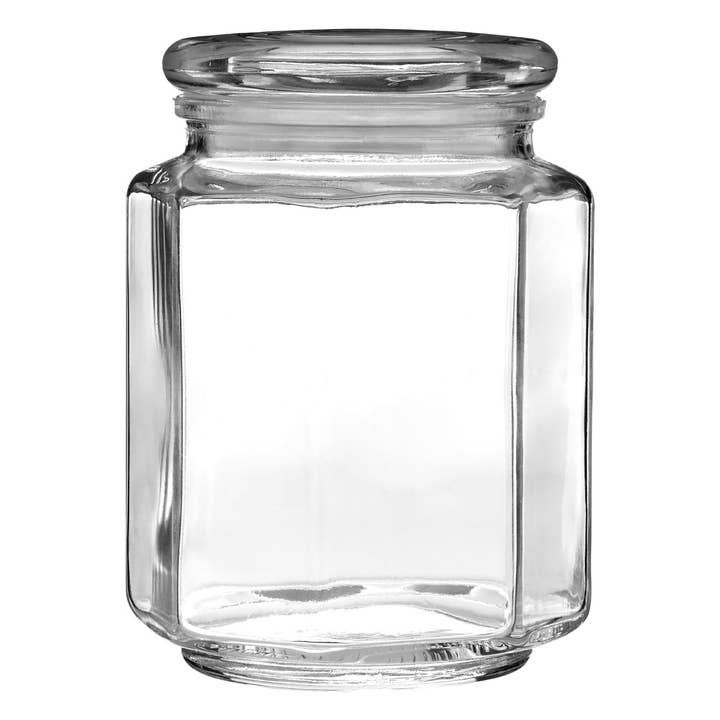 Interiors by Premier – wholesale Jar – Hexagonal Glass Storage Jar - 780ml1
