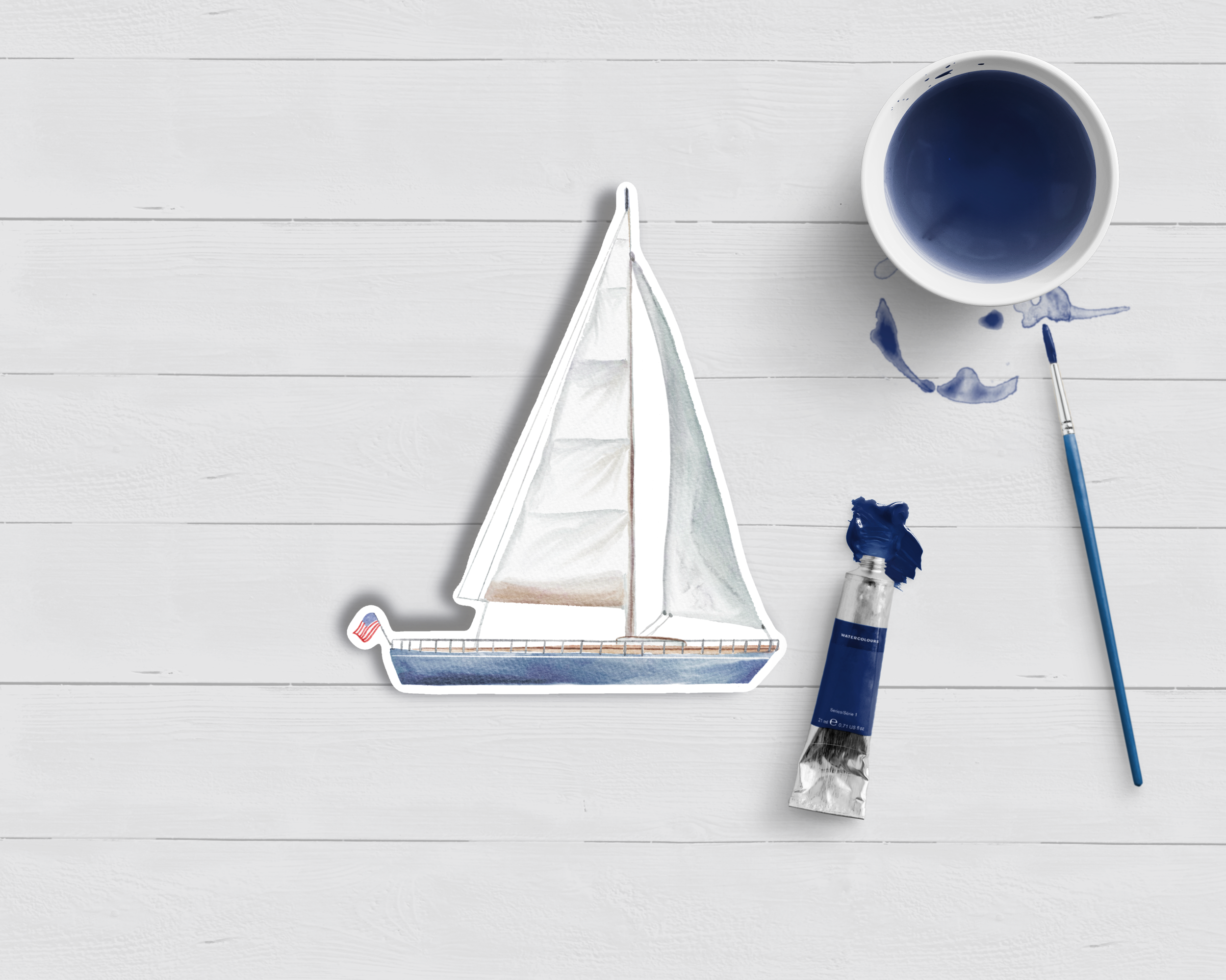 WonderfullyWrittenCo - Vendita all'ingrosso Adesivo - Adesivo acquerello barca a vela2