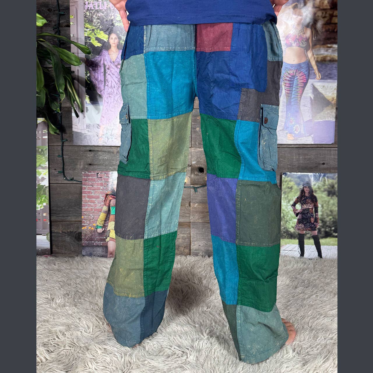 Jayli Clothing - Wholesale Pants - Men's - Cotton Stonewashed Up-Cycled Patchwork 5 Pocket Cargo Pants 5