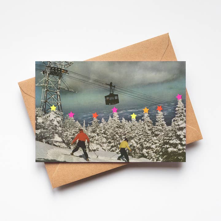 Carte de vœux Ski en état d'ivresse pour la vente par Cassia Beck