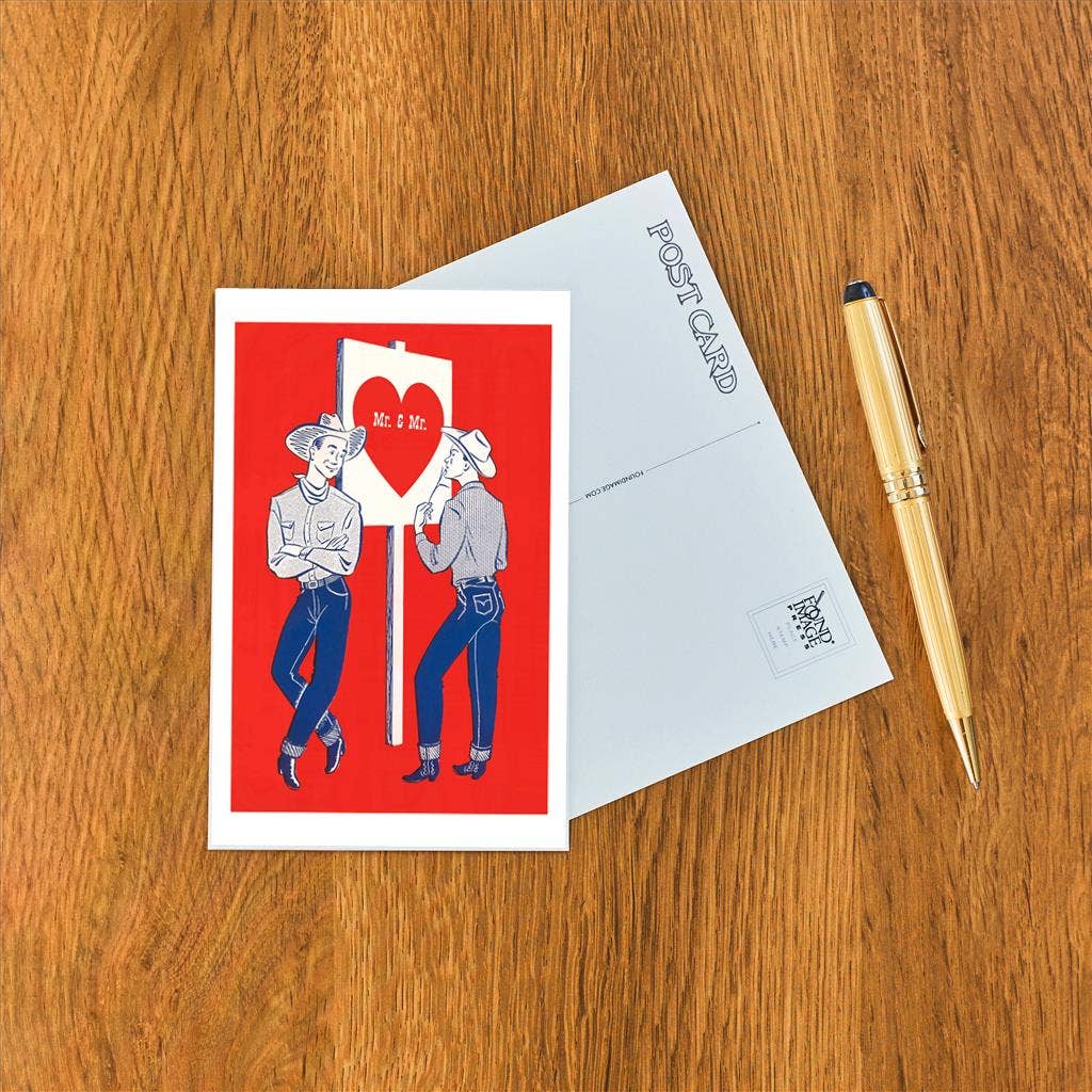 Found Image Press – wholesale Postcard – Postcard IO-319 Two Cowboys with Heart Sign1