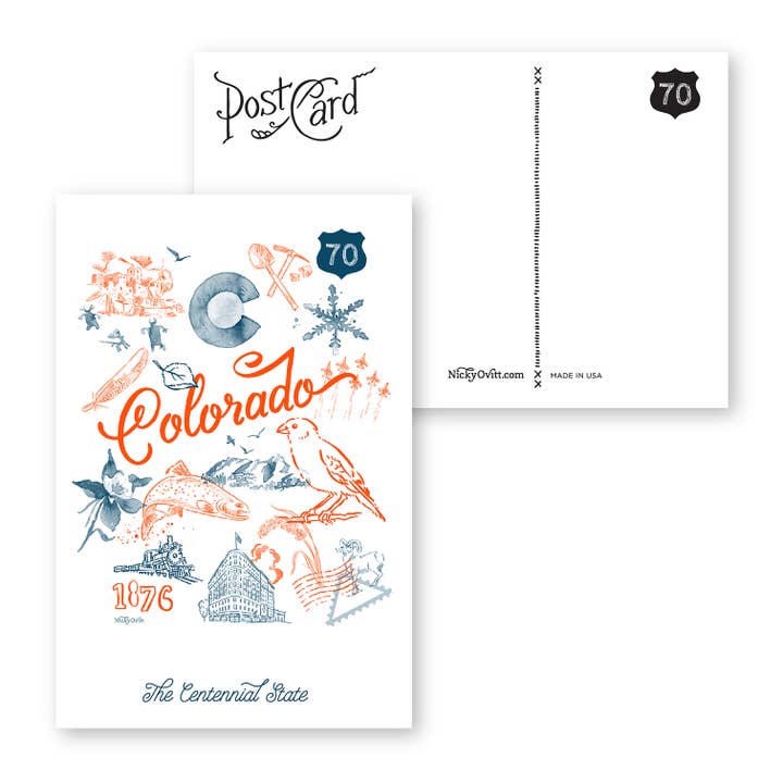 Colorado Postcard for wholesale by Nicky Ovitt Gifts & Goods