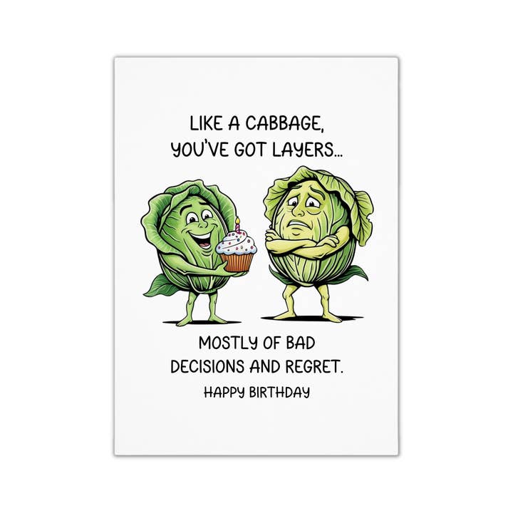 Unique Funny Birthday Card - Cabbage for wholesale by Smirk & Scribble