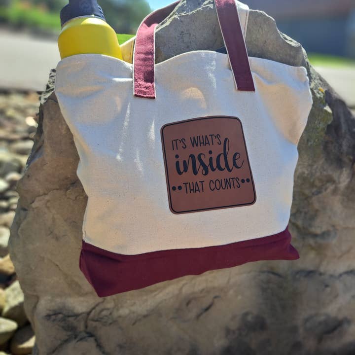 3C Etching - Wholesale Tote Bag - Women's - Custom Logo Market Tote w Vegan Leather Patch3