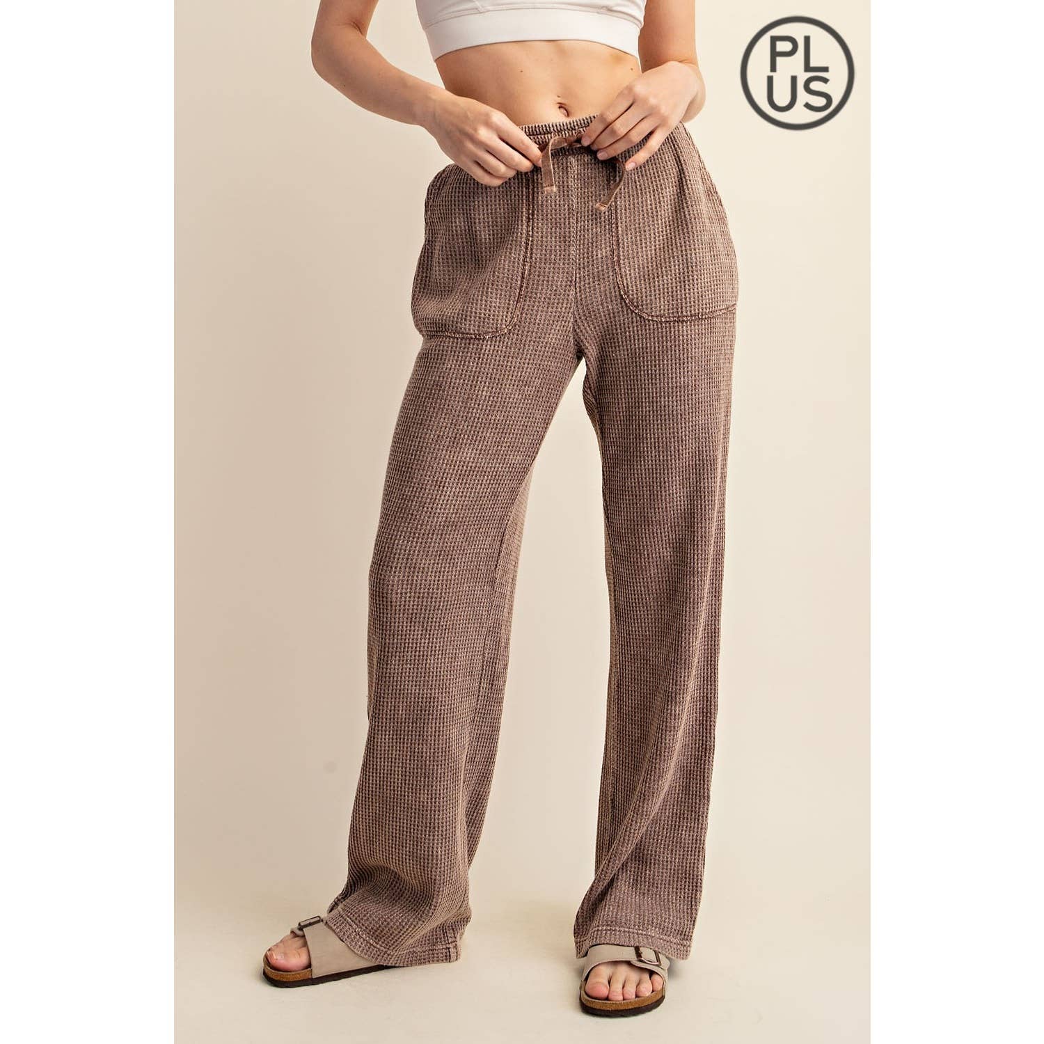 Rae Mode - Vente Pantalon de sport – femme - PANTALONS DE SURVÊTEMENT DROITS GAUFRÉS DÉLAVÉS AUX MINÉRAUX DE GRANDE TAILLE20