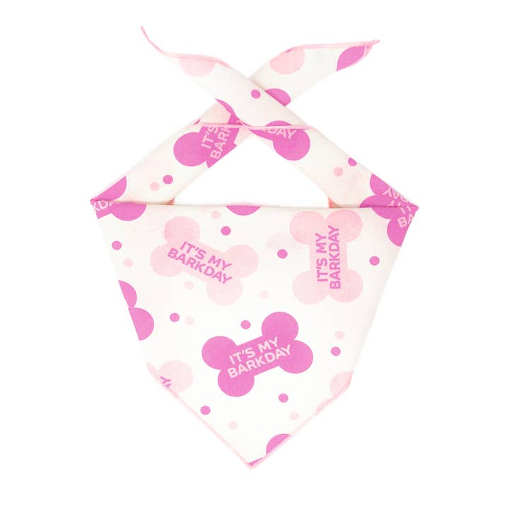 It's My Barkday Dog Bandana, Pink Bones for wholesale by Paisley Paw Designs