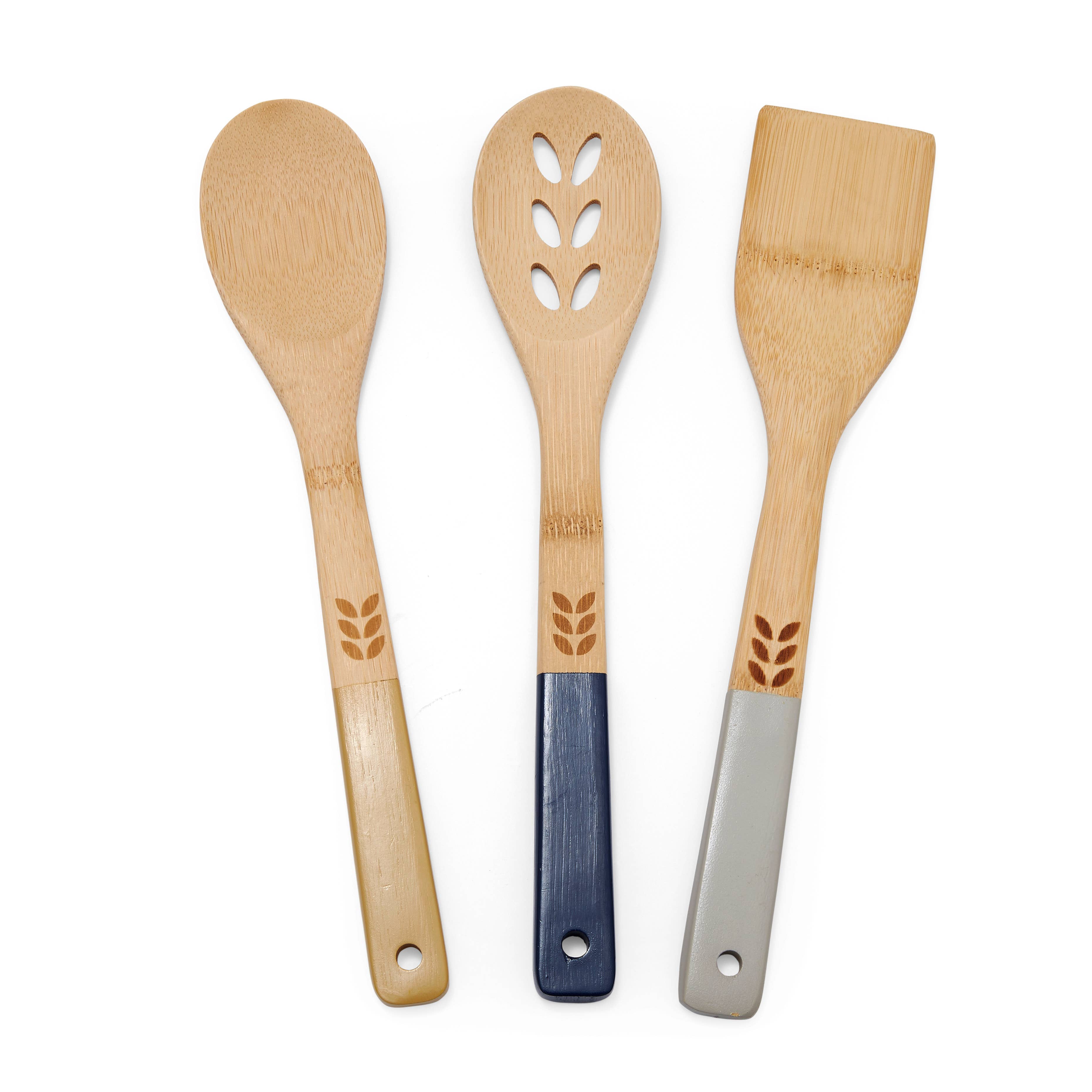 Natural Set of 3 Bamboo Utensils Bauhaus Geo for wholesale on Faire1