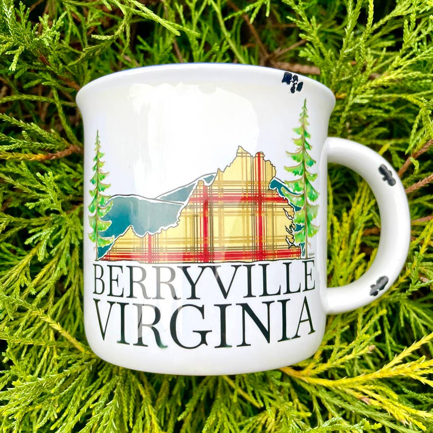 Sweetgum Studio - Wholesale Coffee Mug - Stoneware Distressed Mug with Blue Trim 14 oz.40