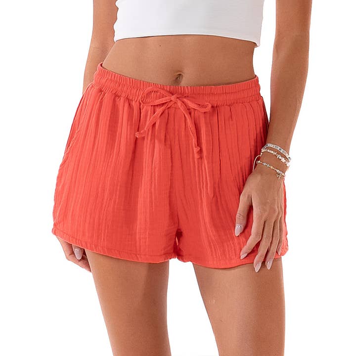 Shorts Cabana in Cotone Corallo per la vendita all'ingrosso da parte di Lotus and Luna