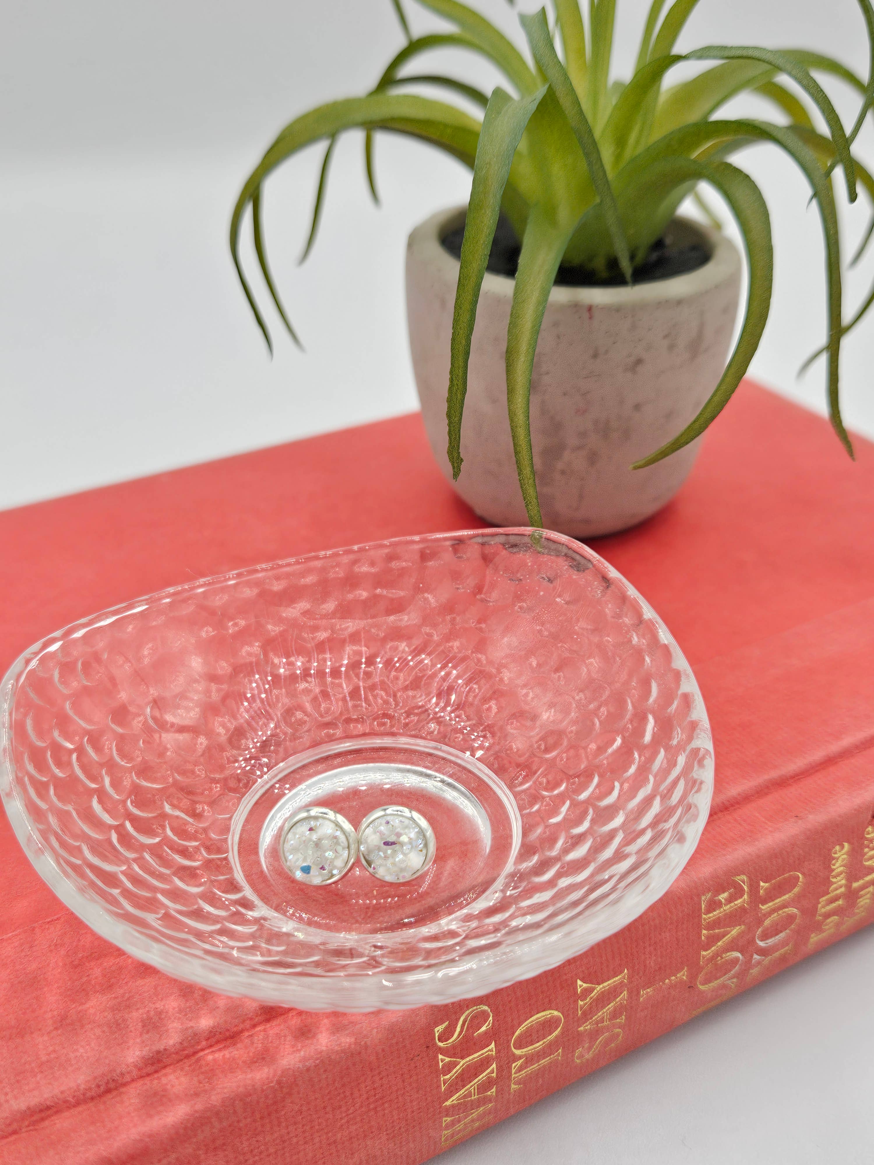 The Sparkle Shop - Wholesale Stud/Post Earrings - Druzy Stud Earrings (Handmade 8mm)- Silver Diamond4