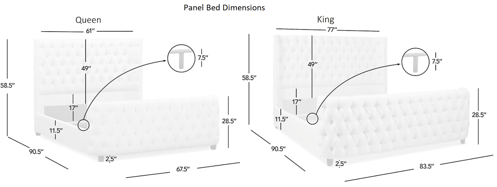 Jennifer Taylor Home - Wholesale Bed - Brooklyn Tufted Bed Headboard and Footboard Set9
