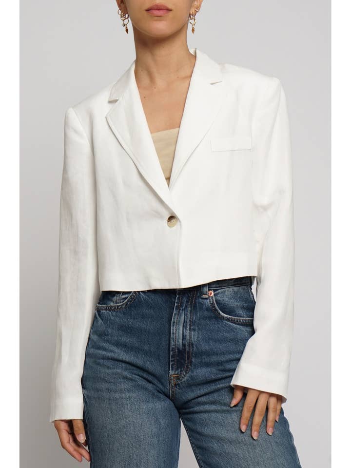 CROPPED BOXY LINEN JACKET for wholesale by Sans Souci