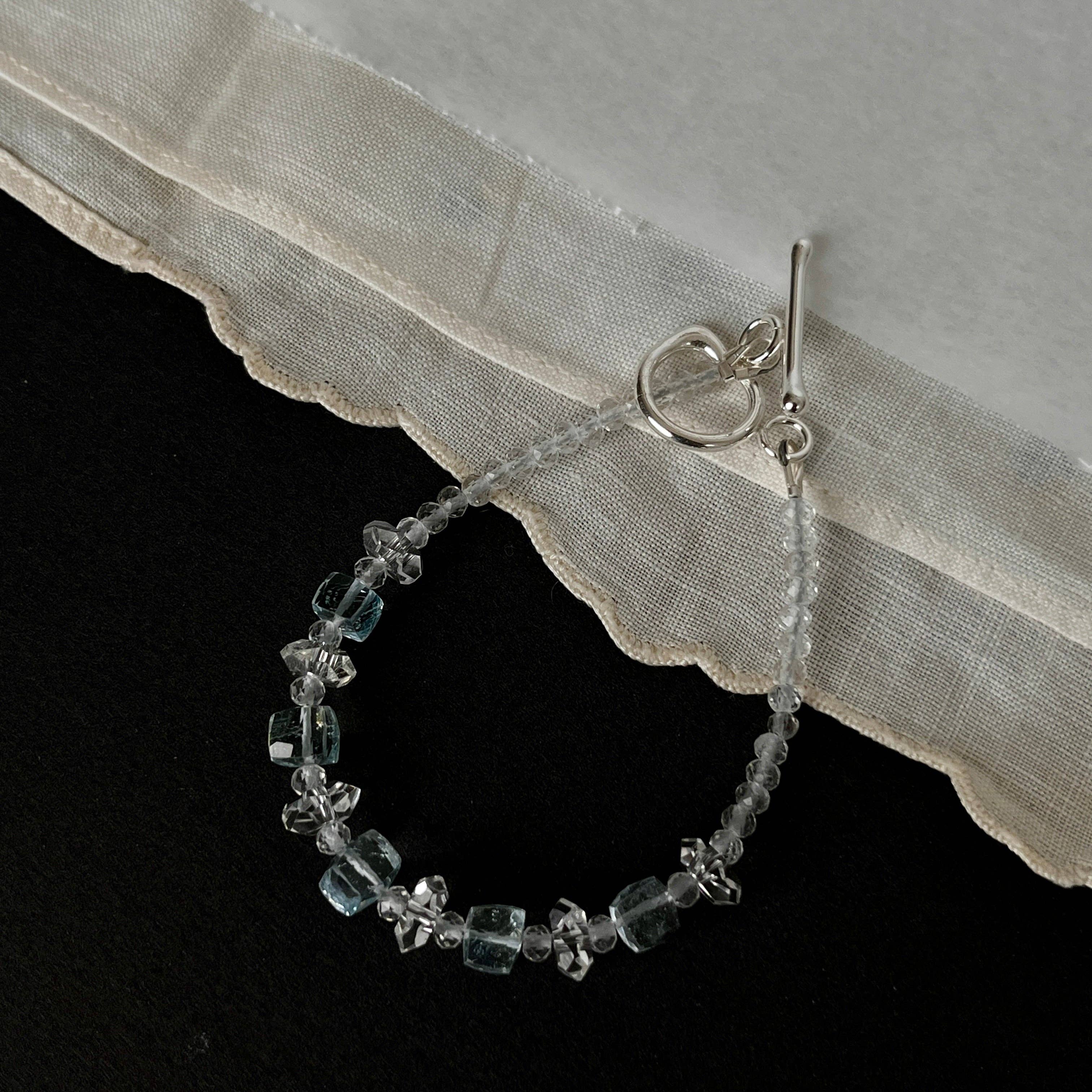 LoveGem Studio LLC - Wholesale Beaded Bracelet - Geometric Sky Blue Topaz & Quartz Bracelet – Modern Harmony Jewelry with Argentium Silver Toggle6