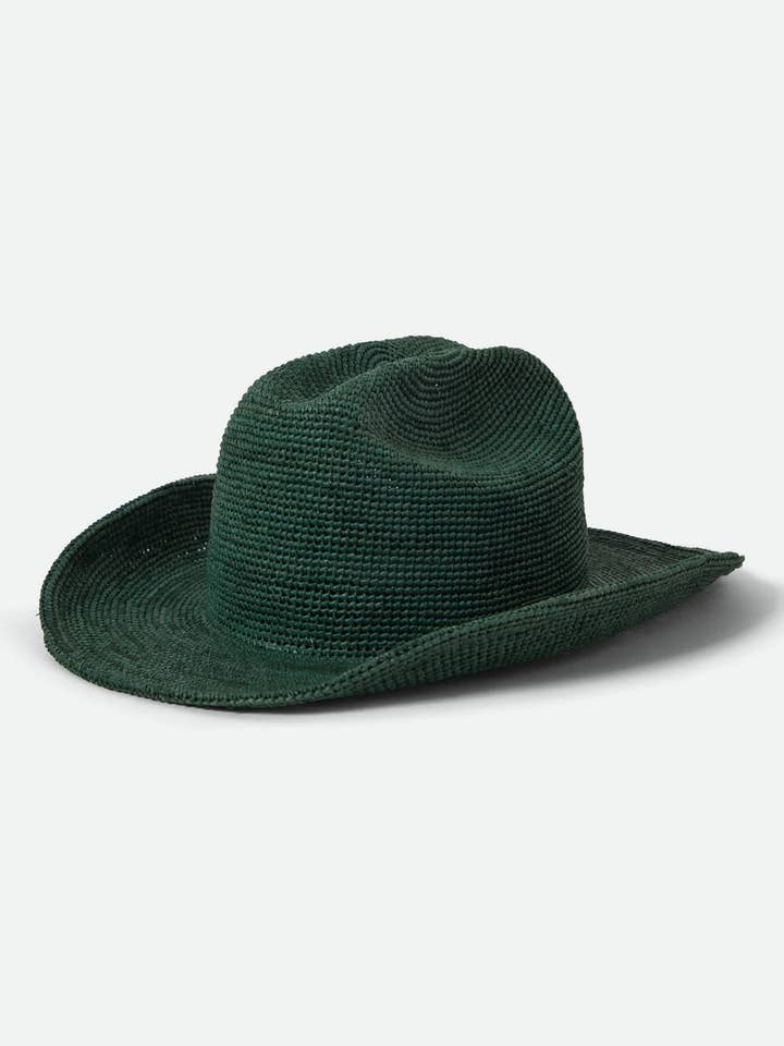 Odessa Straw Packable Cowboy Hat - Primal Green for wholesale by Brixton