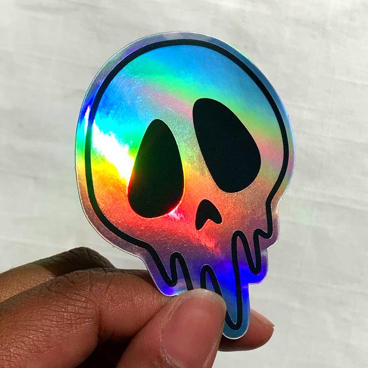 Skull Sticker | Holografisk klistermærke for engroshandel hos By Akki
