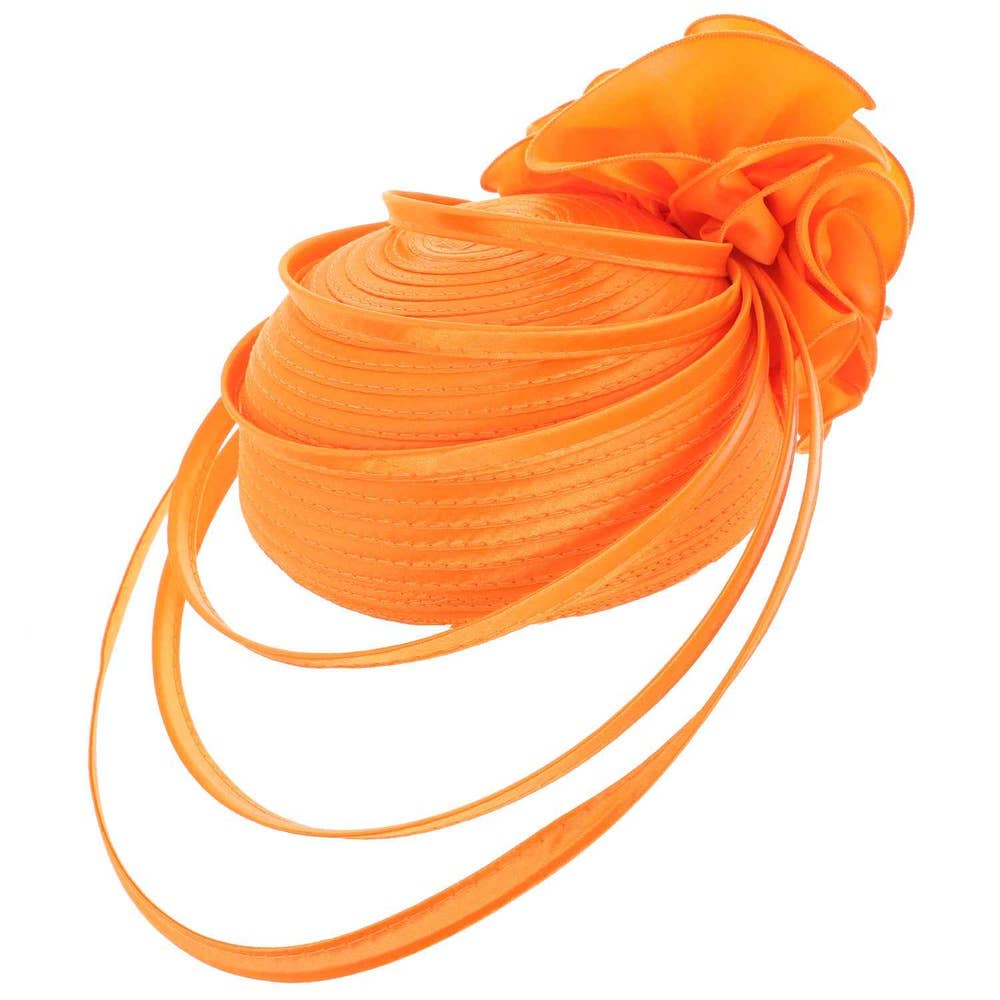 anbfashion - Wholesale Fascinator Hat - Women's - Dressy Rose Pillbox Braid Hat Floating Ribbon Trim 27005