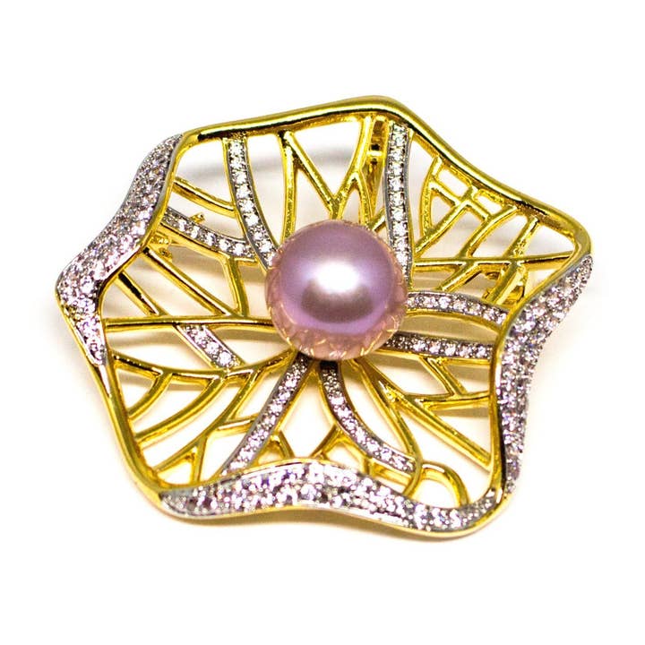 Broche de pérolas Victoria Amazonica Edison por atacado de Timeless Pearl