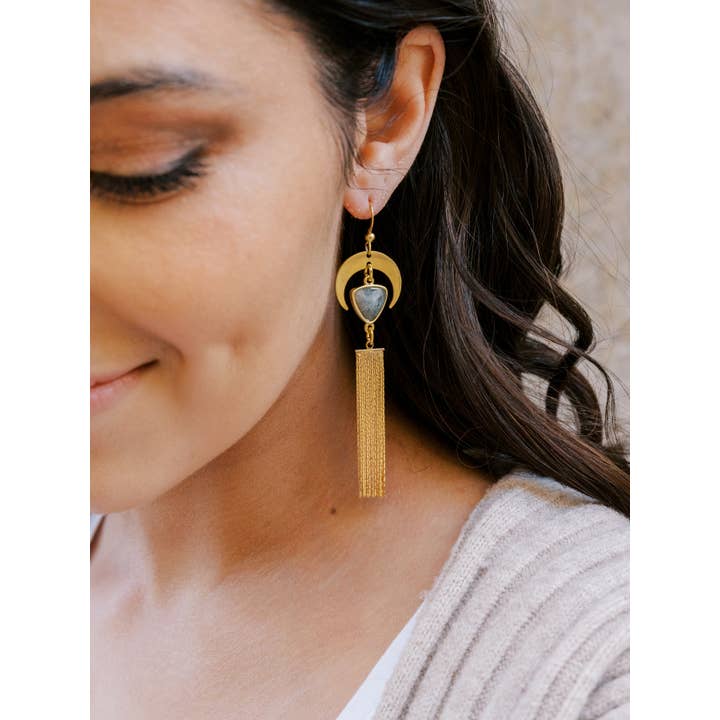 WonderLight Jewelry – wholesale Tofsörhängen – Halvmånens tofsörhängen - Labradorit/Transformation1