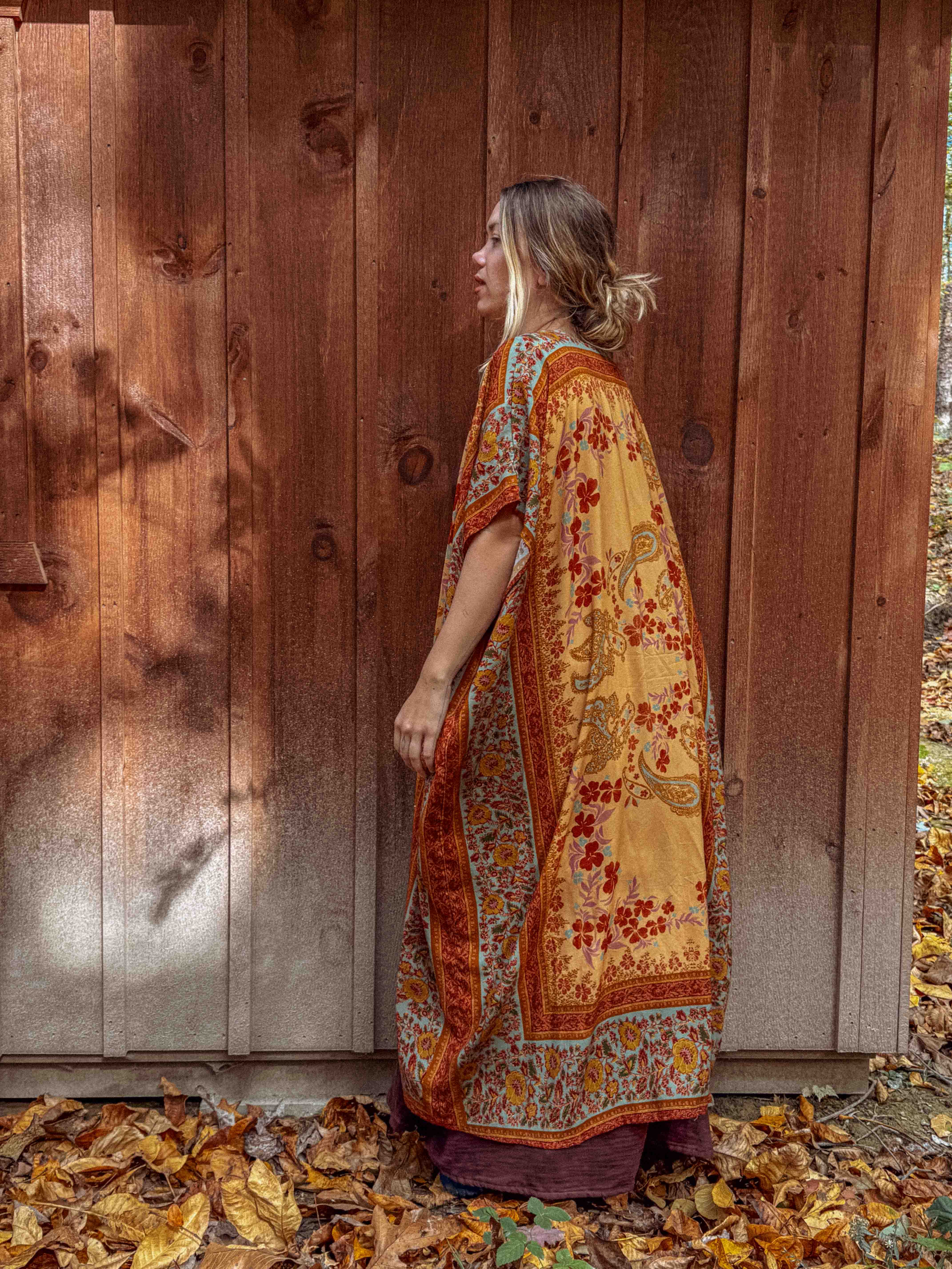 Gardenbelle Shop - Wholesale Kimono - Women's - Fall Printed Long Duster Kimono, Floral Long Open Kimono0