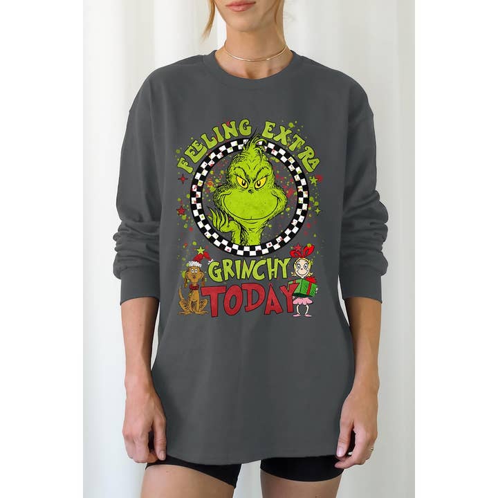 COLORBEAR - Wholesale Graphic Sweatshirt - Women's - FEELING EXTRA GRICHY TODAY,CHRISTMAS,GRINCHMAS UNISEX RIB