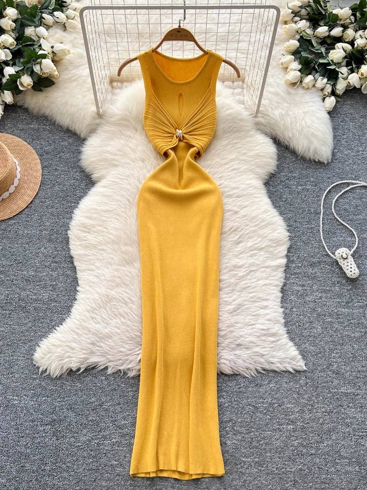 Chique Mouwloze Gebreide Jurk Met Metallic Twist voor Vrouwen voor wholesale door StyleGalX