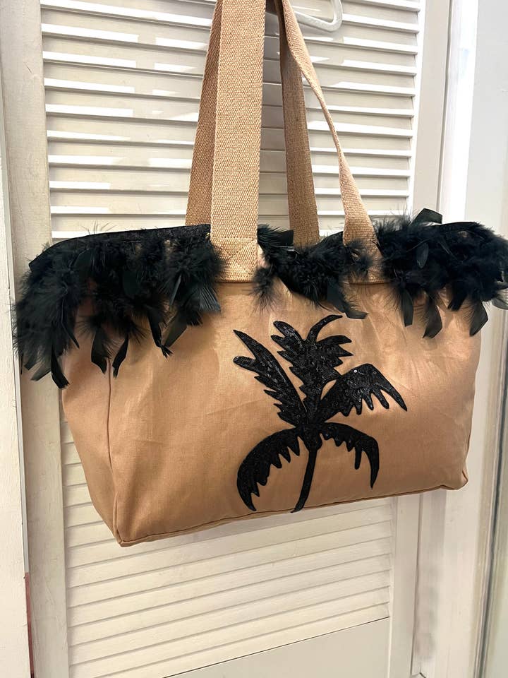 Black Palm Beach Bag for wholesale by Nettie Knows