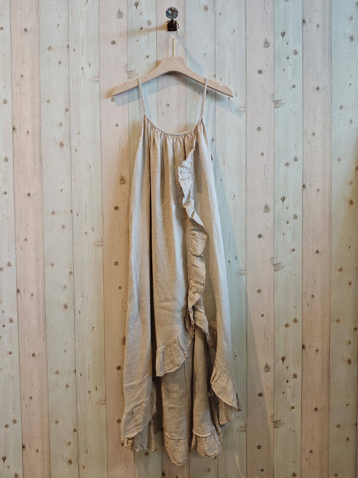 Linen & More - Wholesale Dress - Women's - REF 17621 DRESS WITH RUFFLE STRAP 100% LINEN11