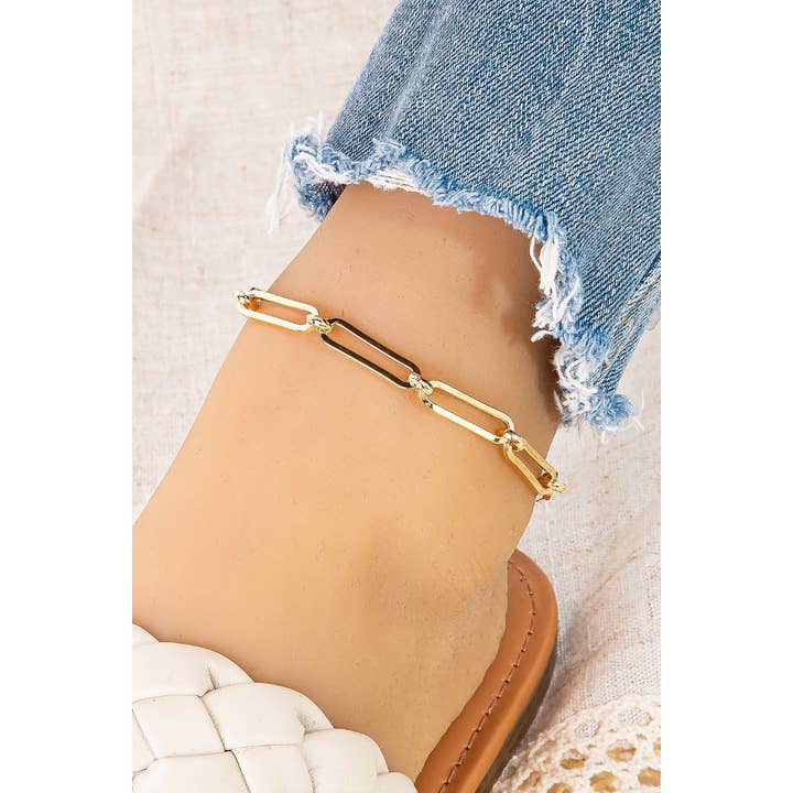 Ankelkæde med ovale led i rustfrit stål for engroshandel hos Fame Accessories