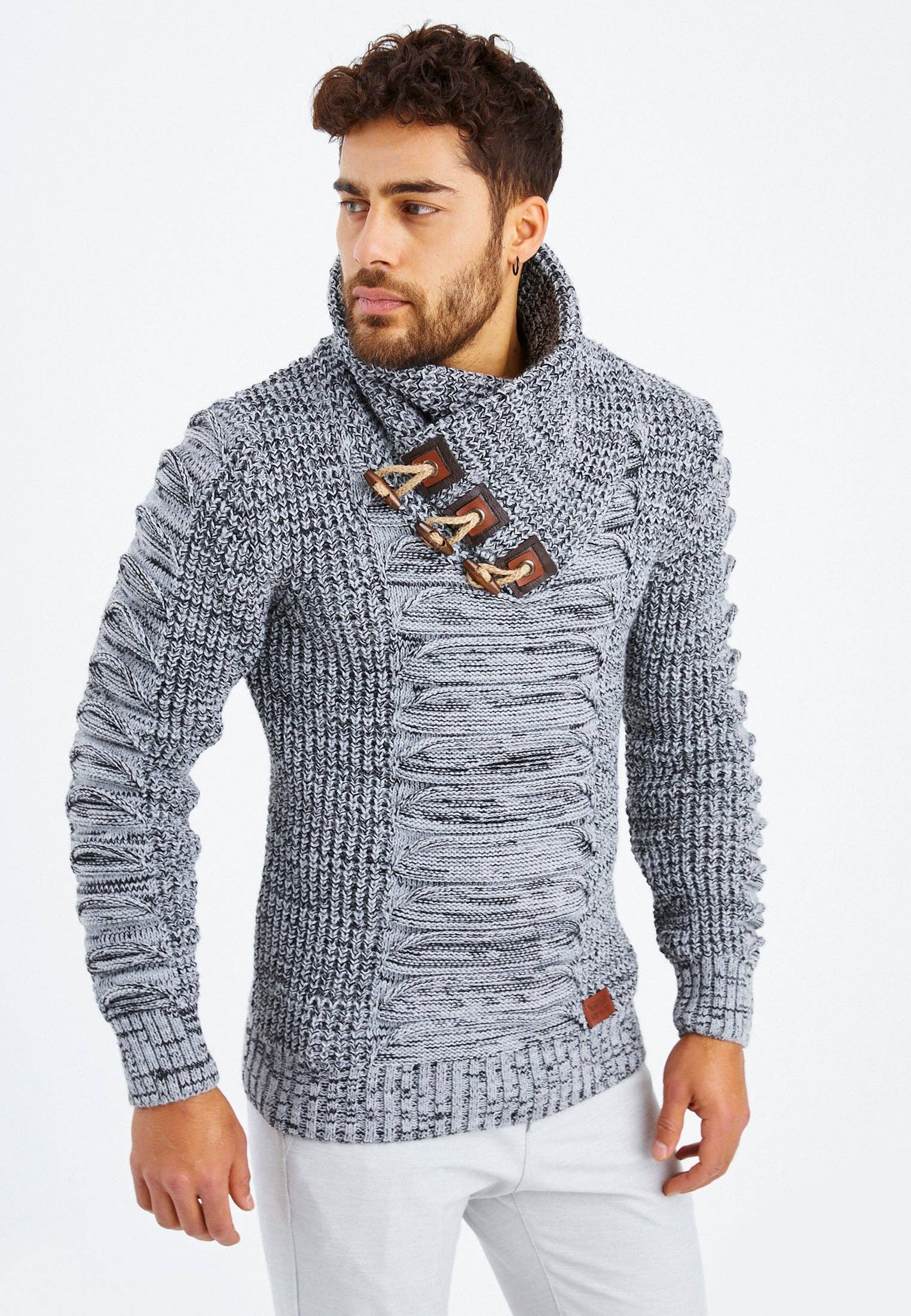 Leif Nelson GmbH - Wholesale Knit Sweater - Men's - Men's Knit Sweater Chunky Knit Shawl Collar LN-557513
