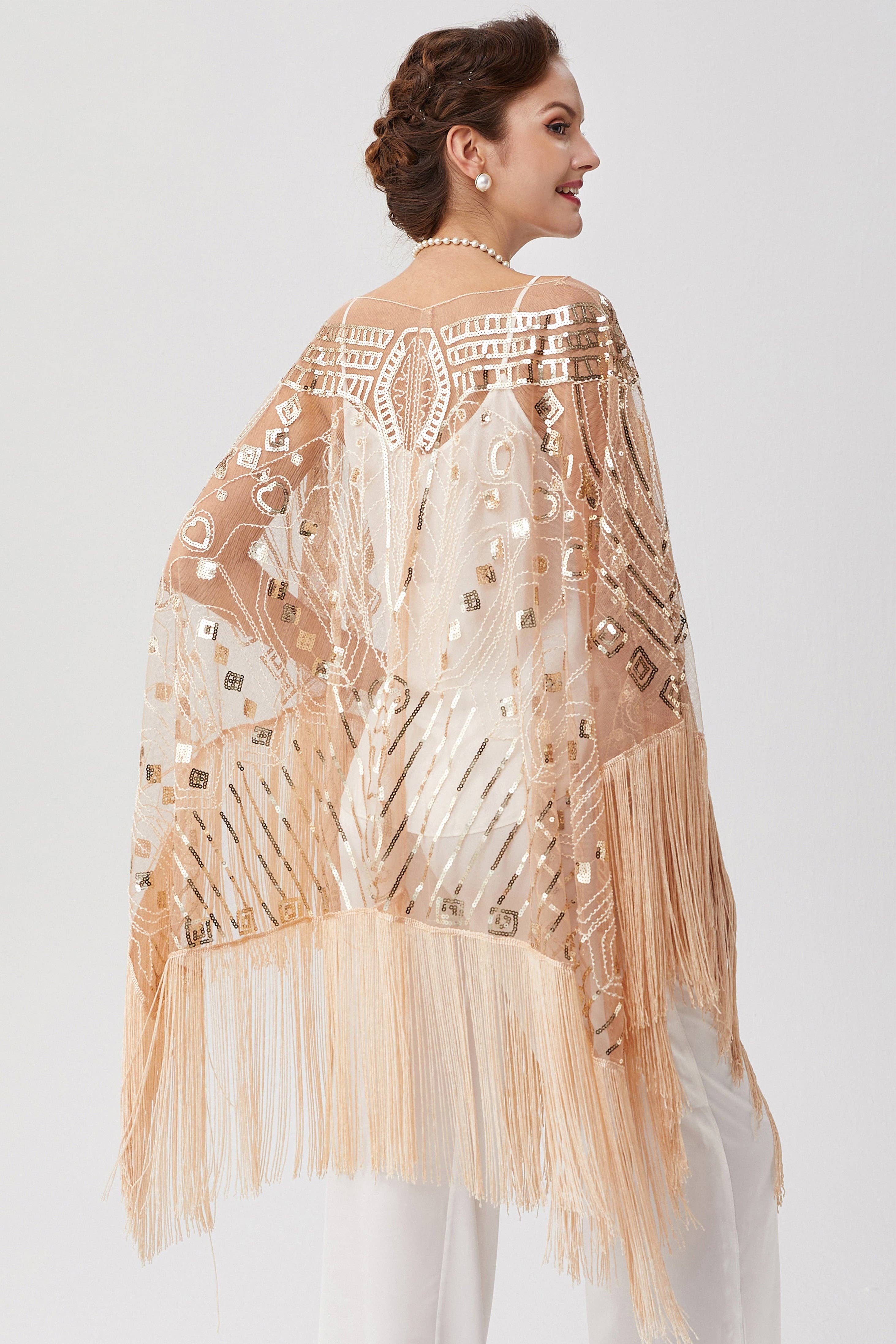 BABEYOND – wholesale Wrap – Women's – 1920s Knee Length Fringed Shawl16