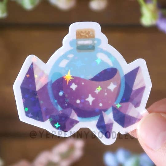 Gparkly Potion - klistermærke (holografisk gnist) for engroshandel hos Yeppenny Doodles LLC