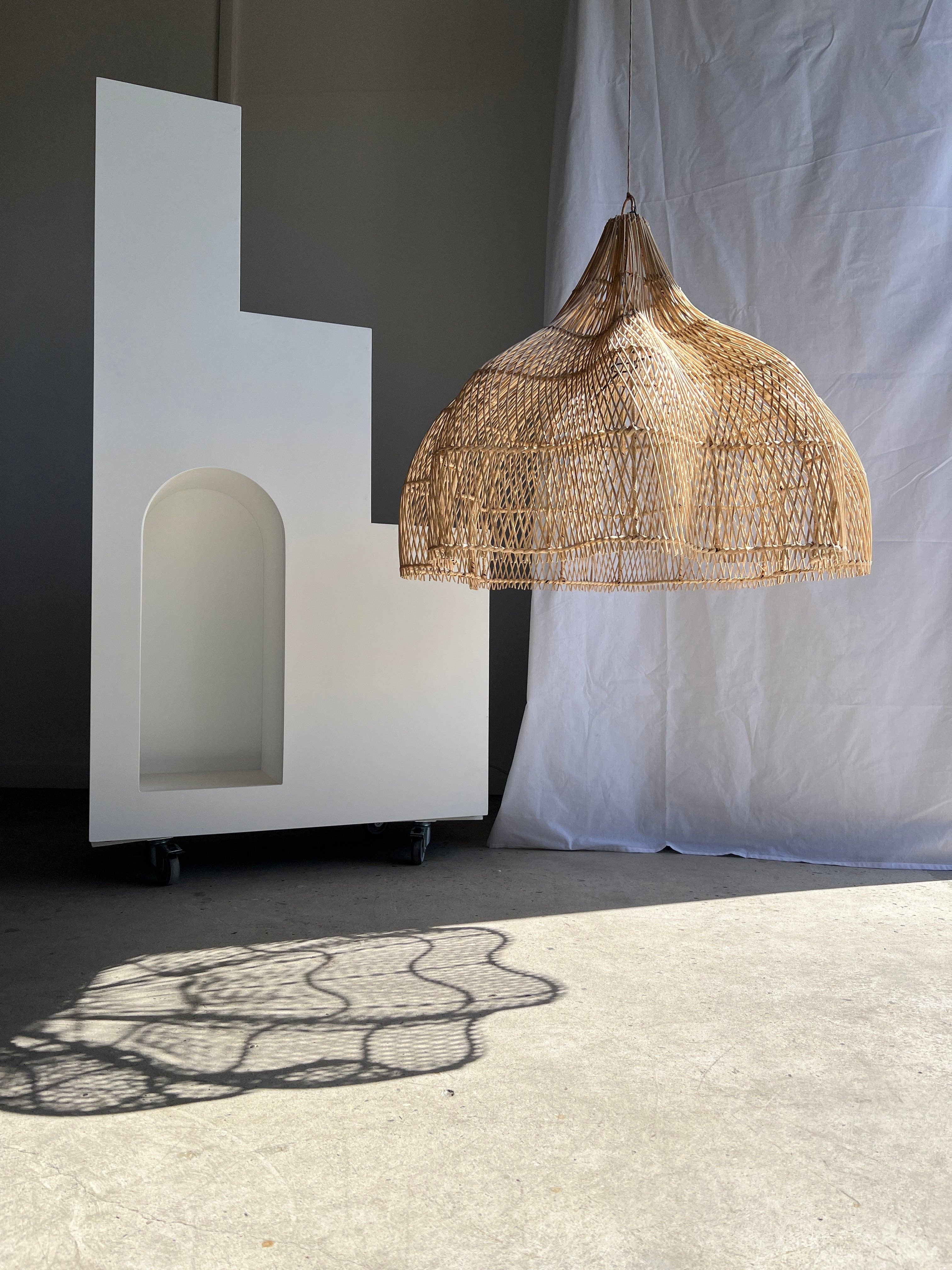 Office Objets - Wholesale Chandelier/Hanging Light - Pendant light, flower-shaped rattan fixture, tulip, corolla H:80cm D80cm26