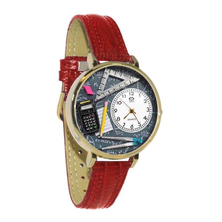 Whimsical Gifts – Großhandel Armbanduhr – Unisex – Mathe Teacher 3D-Uhr | Handgefertigt in den USA | Gold oder Silber2