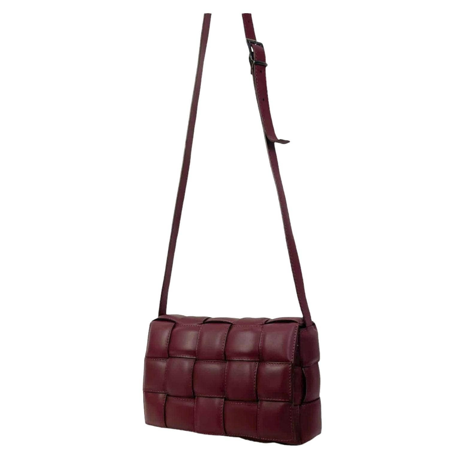 Chenson & Gorett - Vente Sac porté épaule – femme - Grand sac à bandoulière en cuir italien avec design quadrillé et rabat8