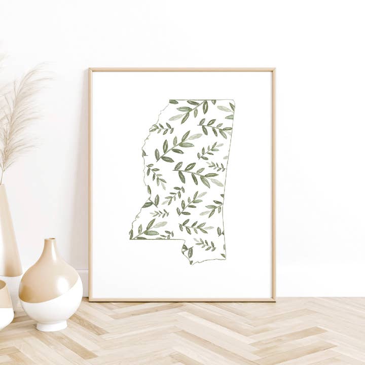 Aquarell Grün Mississippi Kunstdruck für den Großhandel von Hazel and Gray Co.