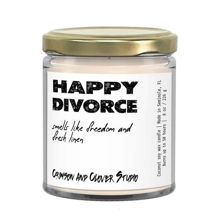 Happy Divorce Funny Candle for wholesale by Crimson and Clover Studio