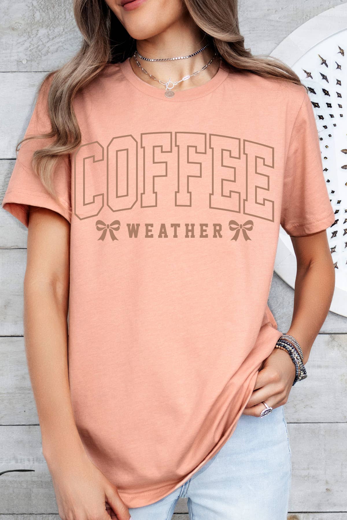 Amused by Blue - Wholesale Screen Printed T-Shirt - Women's - Women Coffee Graphic Print Short Sleeve Loose Top3