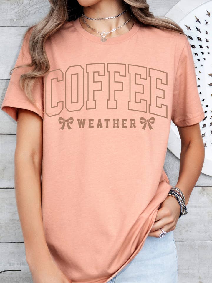 Amused by Blue - Wholesale Screen Printed T-Shirt - Women's - Women Coffee Graphic Print Short Sleeve Loose Top3