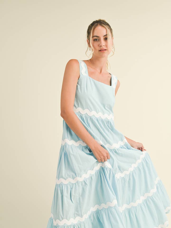 &MERCI - Wholesale Dress - Women's - TIERED RIC RAC TRIM MIDI DRESS MDR307415