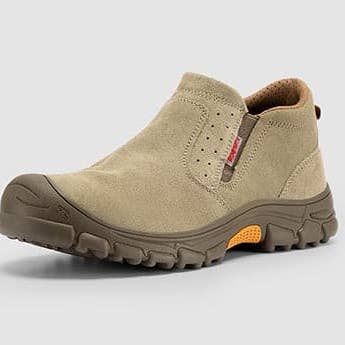 Kaki Chaussures de travail de sécurité à enfiler à bout en acier résistant aux perforations FitVille pour hommes en vente sur Faire7