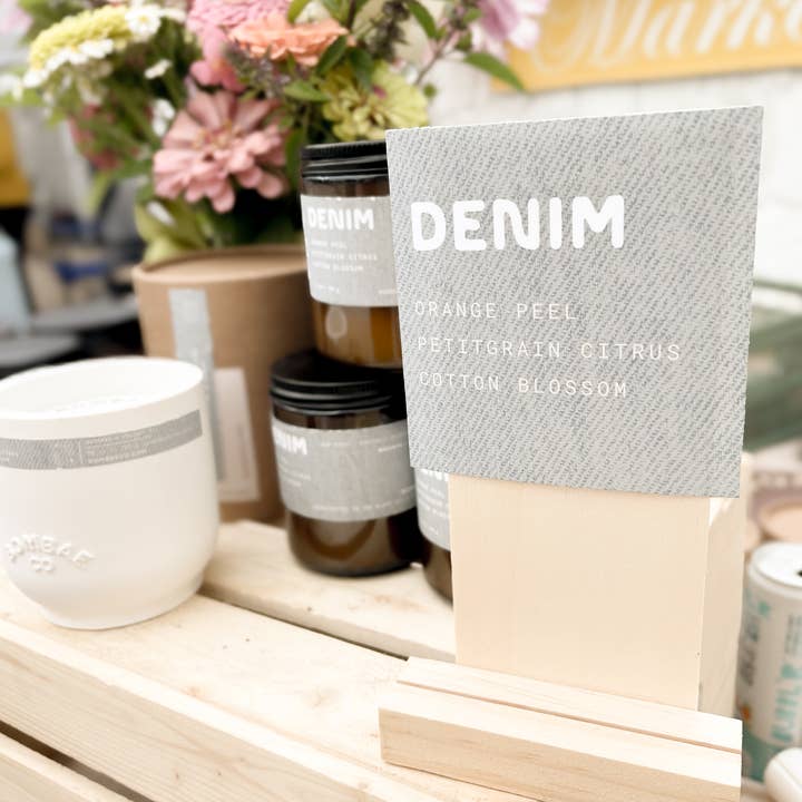 DENIM - 10 oz Petitgrain Citrus + Cotton Blossom for wholesale by Bombae + Co | Candles - Tallow - Perfumes