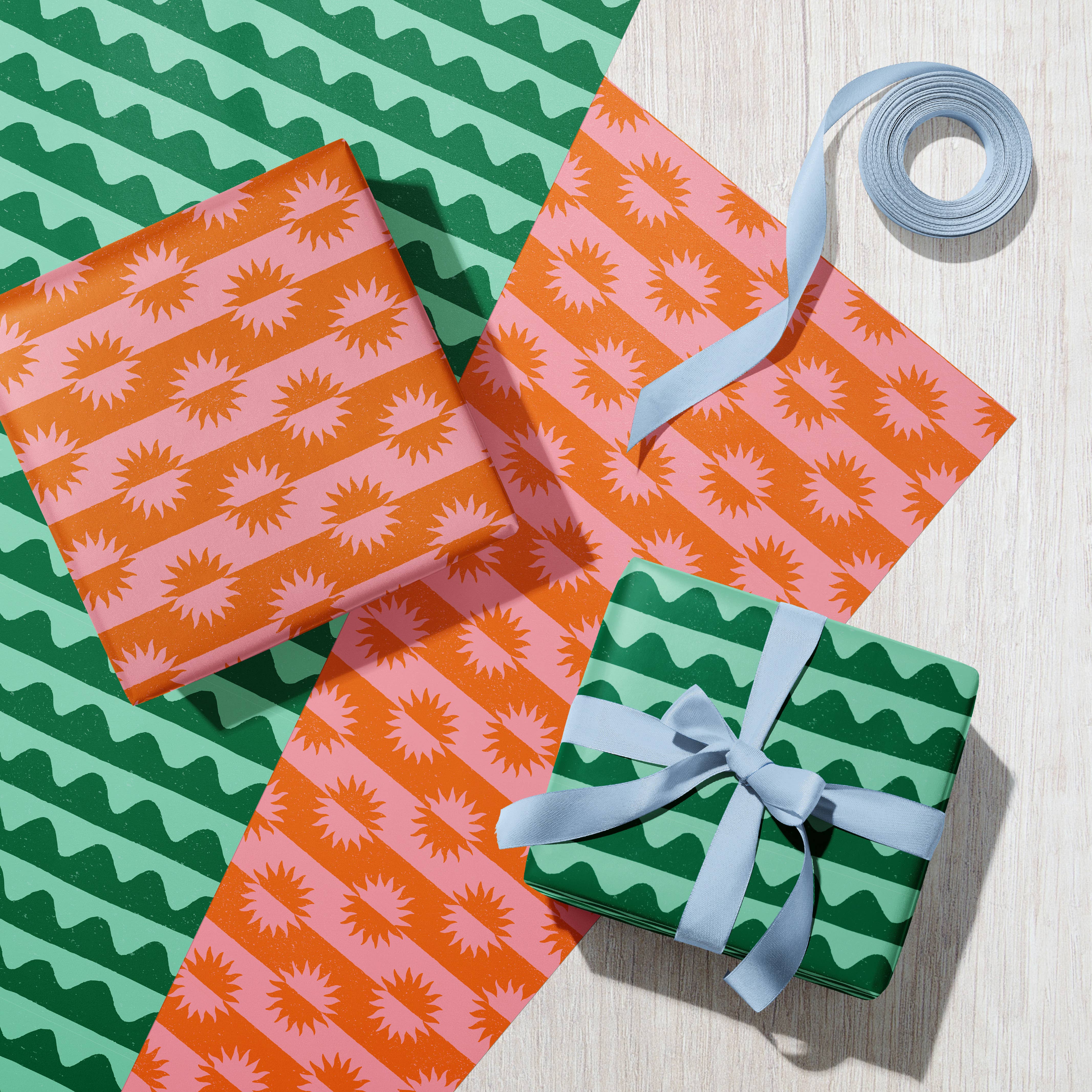 Bird & Co Studio - Vente Feuille de papier cadeau - Terre & Lac | Papier Cadeau Géométrique de Noël Recyclé3