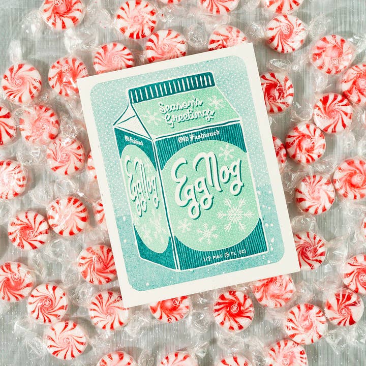 Bromstad Printing Co. - Wholesale Season's Greetings Card - Eggnog - Risograph Holiday Card