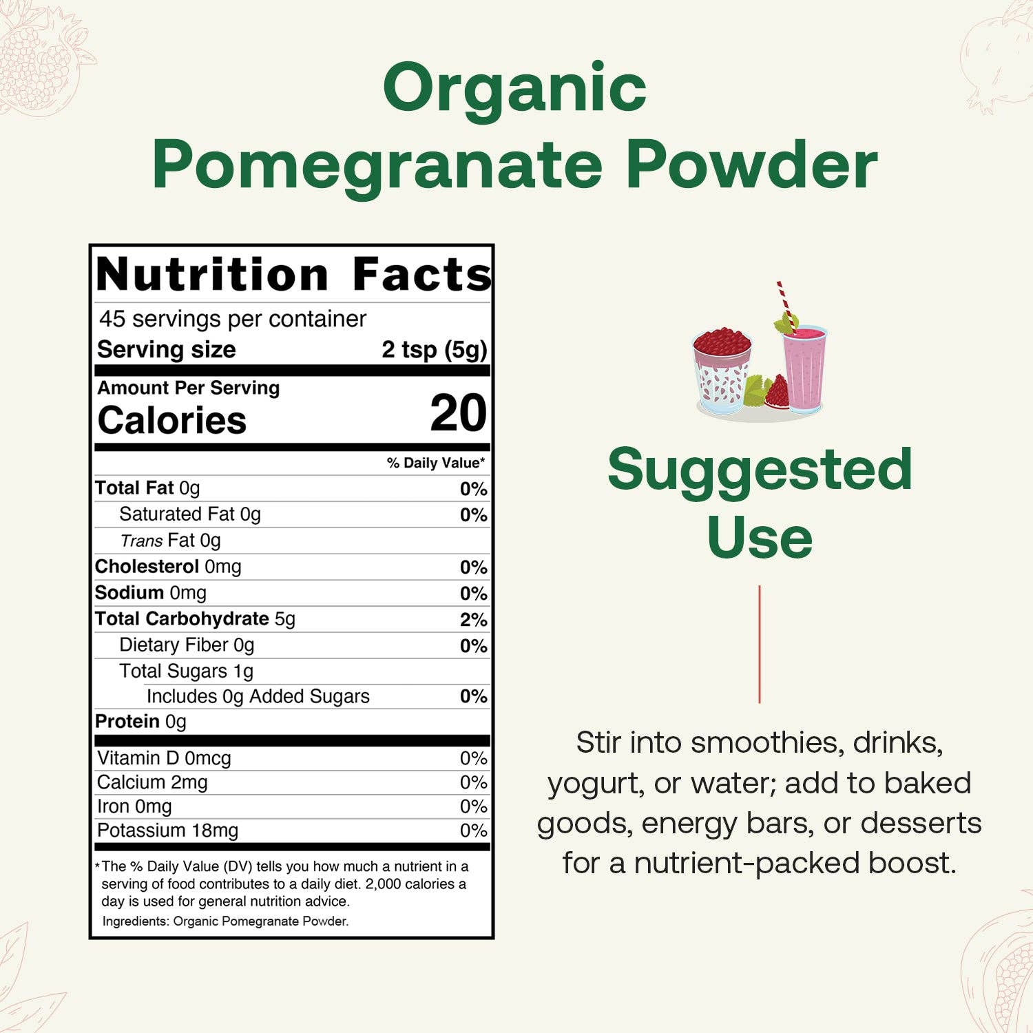 Quay Naturals - Wholesale Powdered Health Drink - Organic Pomegranate Juice Powder1