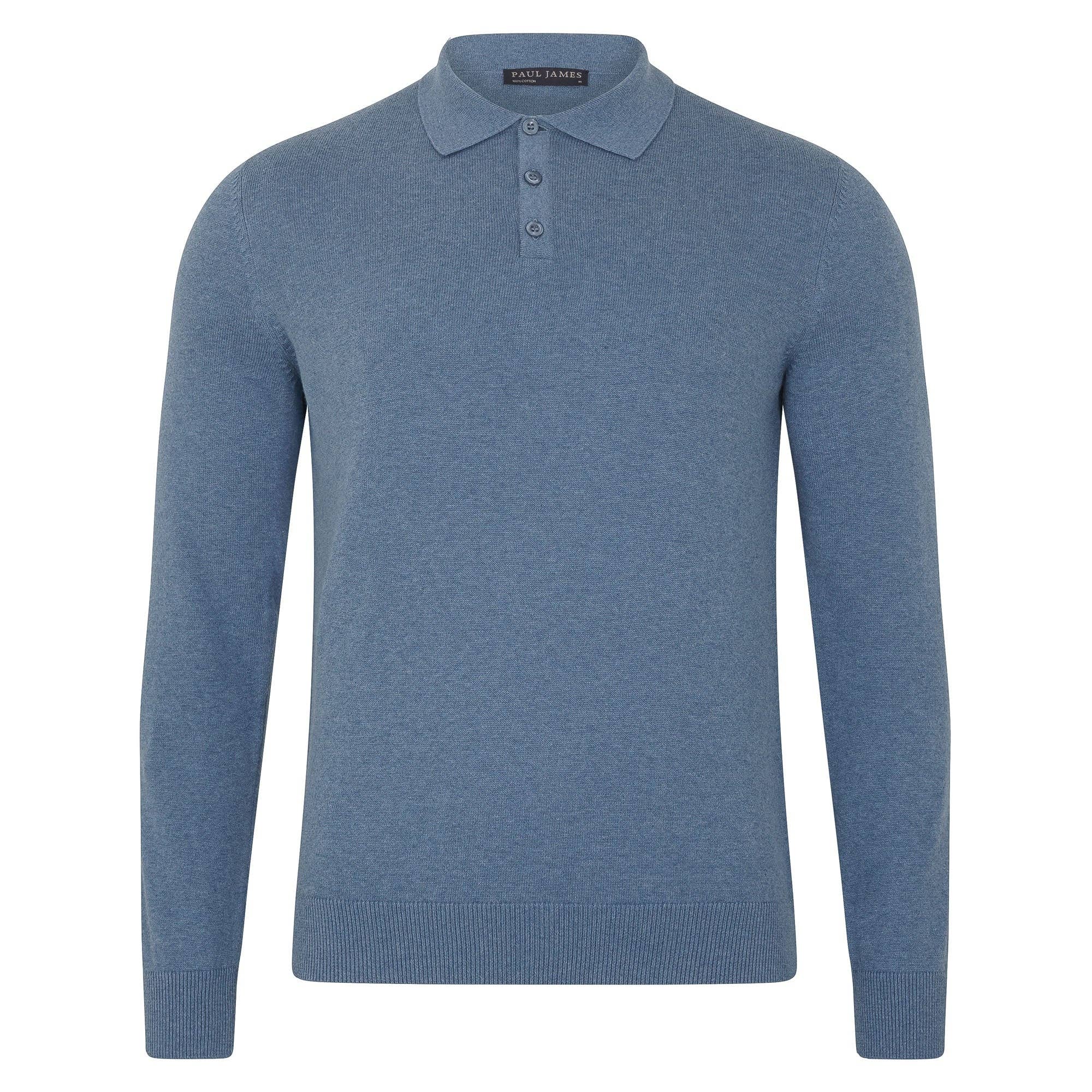 Paul James Knitwear – wholesale Polo – Men’s – Mens Lightweight Cotton Long Sleeve Knitted Polo Shirt18