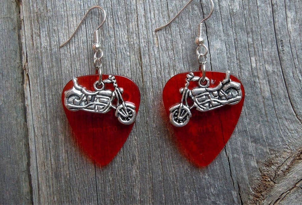 Simply Raevyn - Wholesale Dangle Earrings - Motorcycle Charm Guitar Pick Earrings4