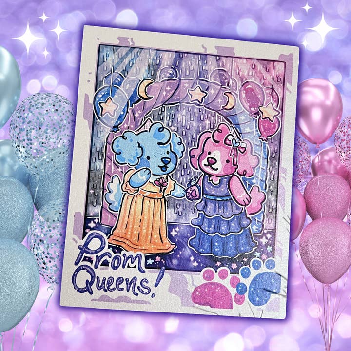 Prom Queens Sky and Pearl ~ Shimmer Print for wholesale by Woolblossom