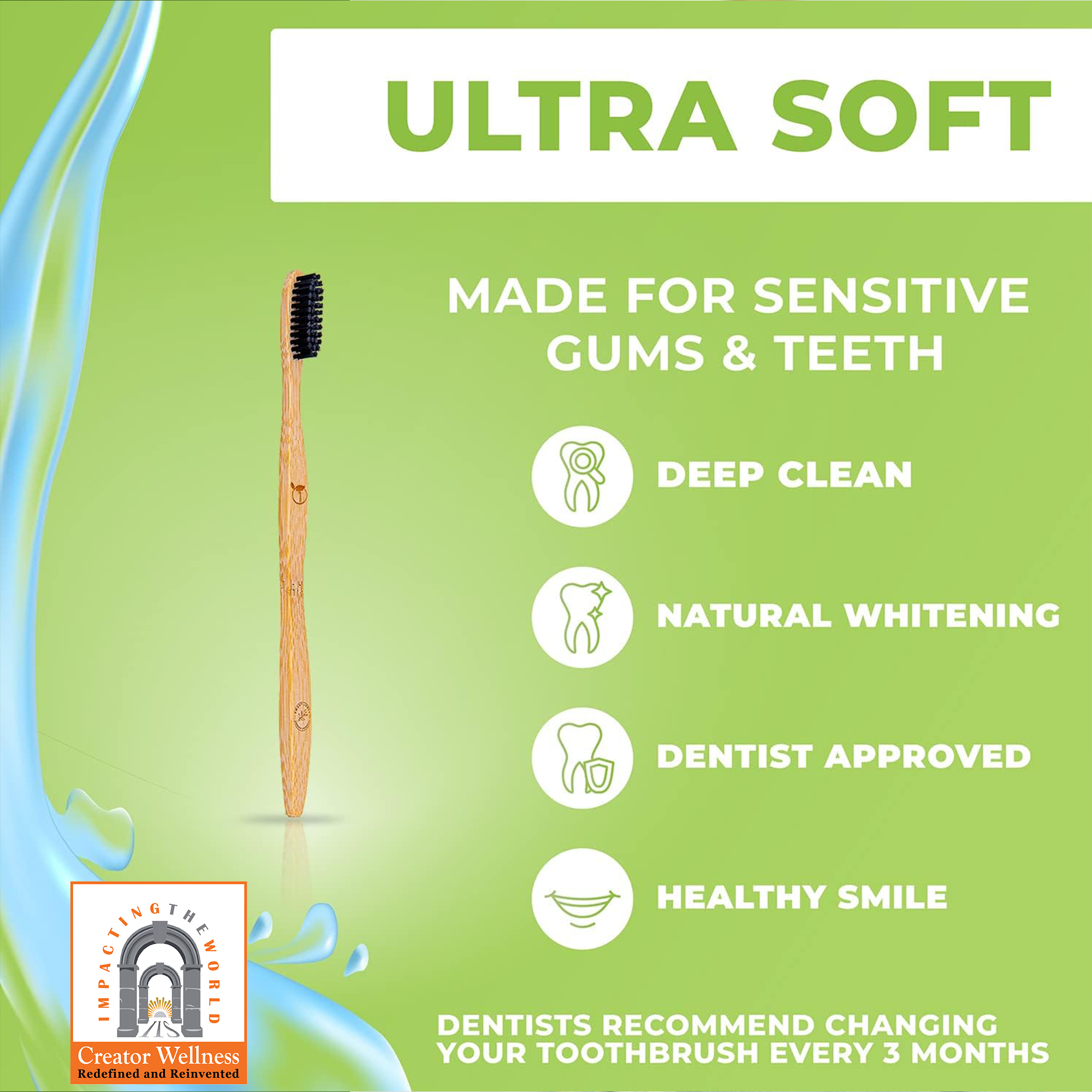 Creator Wellness - Wholesale Toothbrush - Bamboo Charcoal Toothbrush 4-Pack with Floss-Tip Bristles3