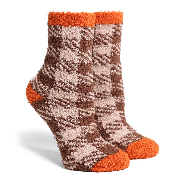 ASSORTED COLORS Luxury Soft Buffalo Check Mini Crew Winter Socks for wholesale on Faire3